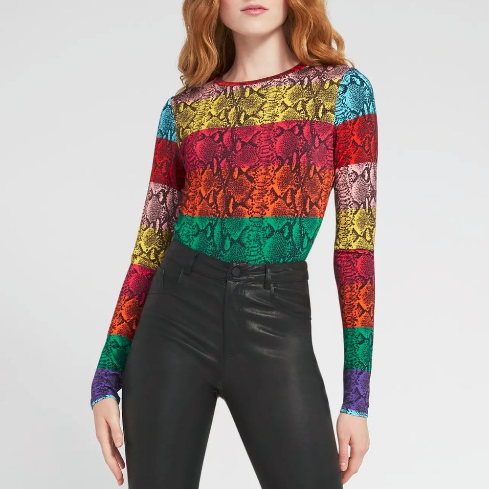 Alice + Olivia - Delaina Rainbow Snakeskin Top